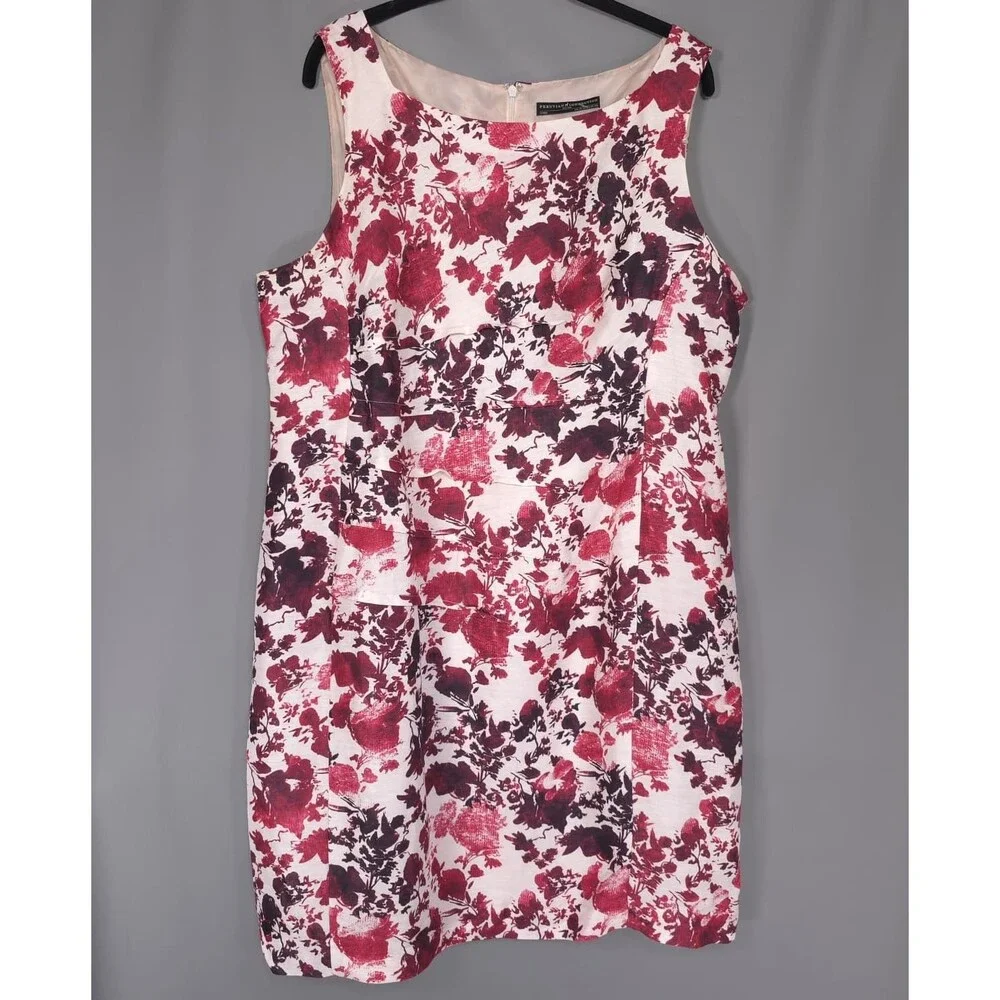 PERUVIAN CONNECTION Women's Shift Dress Plus 18 Sleeveless Floral Silk Linen‎